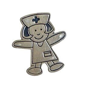 Vintage Sterling Silver Nurse Brooch Pin By MMCO 925 Cute
